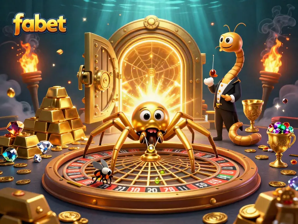 Experience winning thrills with Fabet in an immersive 3D casino illustration.