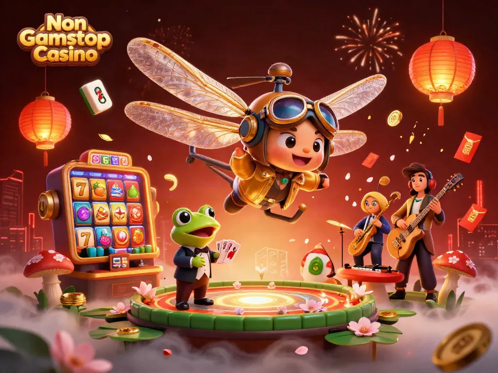Experience the thrilling action at a Non Gamstop Casino with vibrant slots and engaging characters.