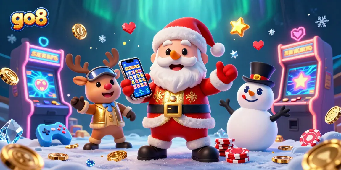 Experience thrilling slots at go8’s vibrant online casino alongside Santa and his festive friends.