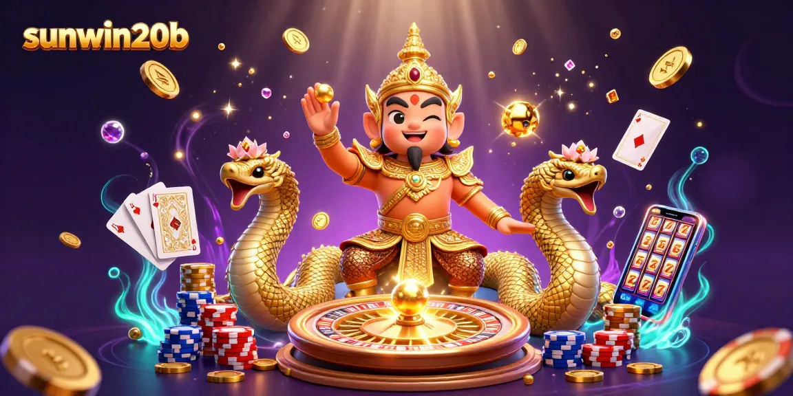Engage in vibrant gameplay at sunwin20b, featuring animated characters and casino elements.