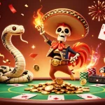 Engage in exciting gaming at HITCLUB with a vibrant scene of dynamic characters celebrating on a poker table.