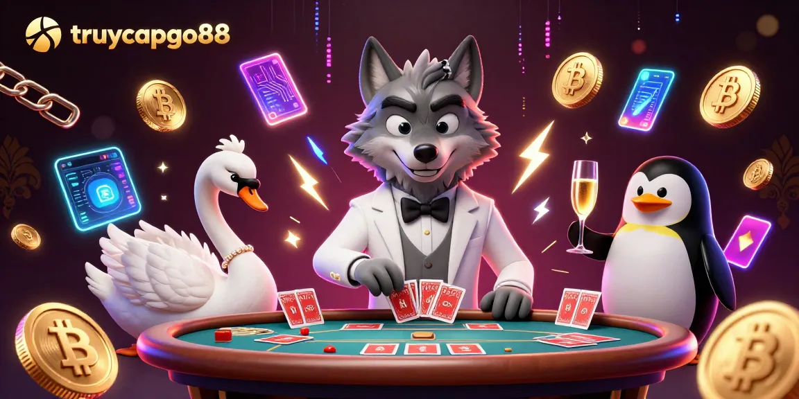 Experience the thrill of baccarat at truycapgo88 with a classy wolf, elegant swan, and penguin sommelier.
